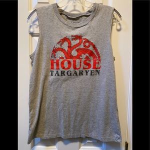 Game of Thrones House Targaryen mens sleeveless tee. Size Medium
